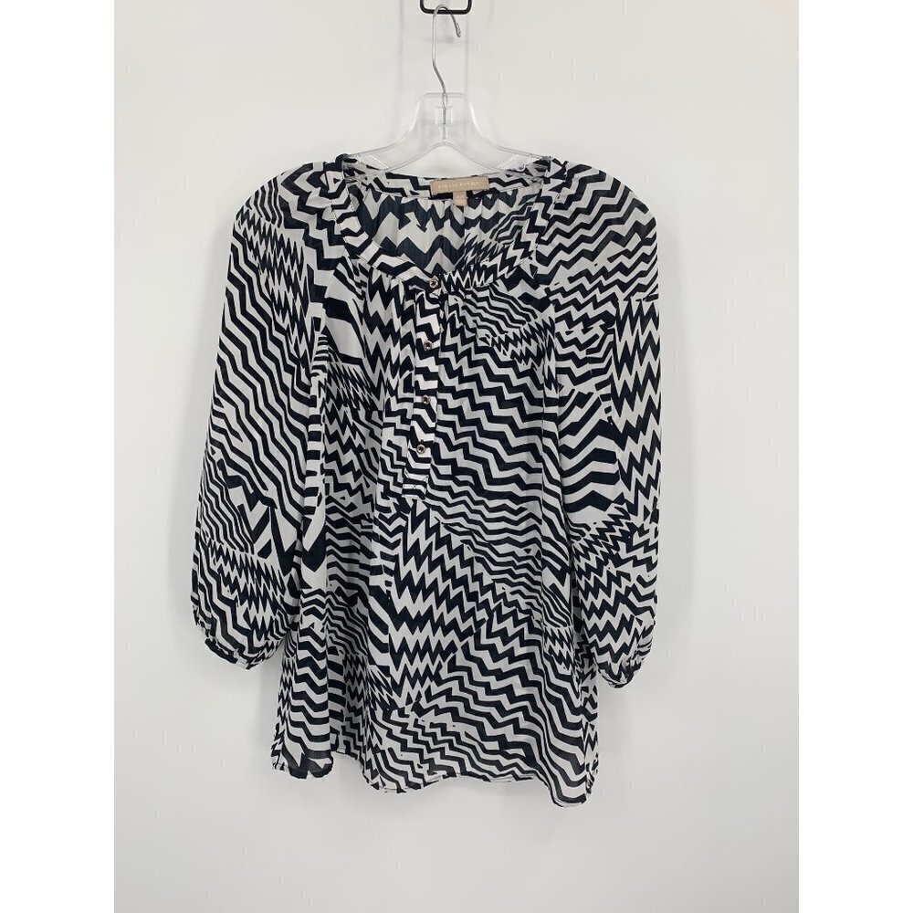 Banana Republic Size XS Black and White 3/4 Sleeve Blouse